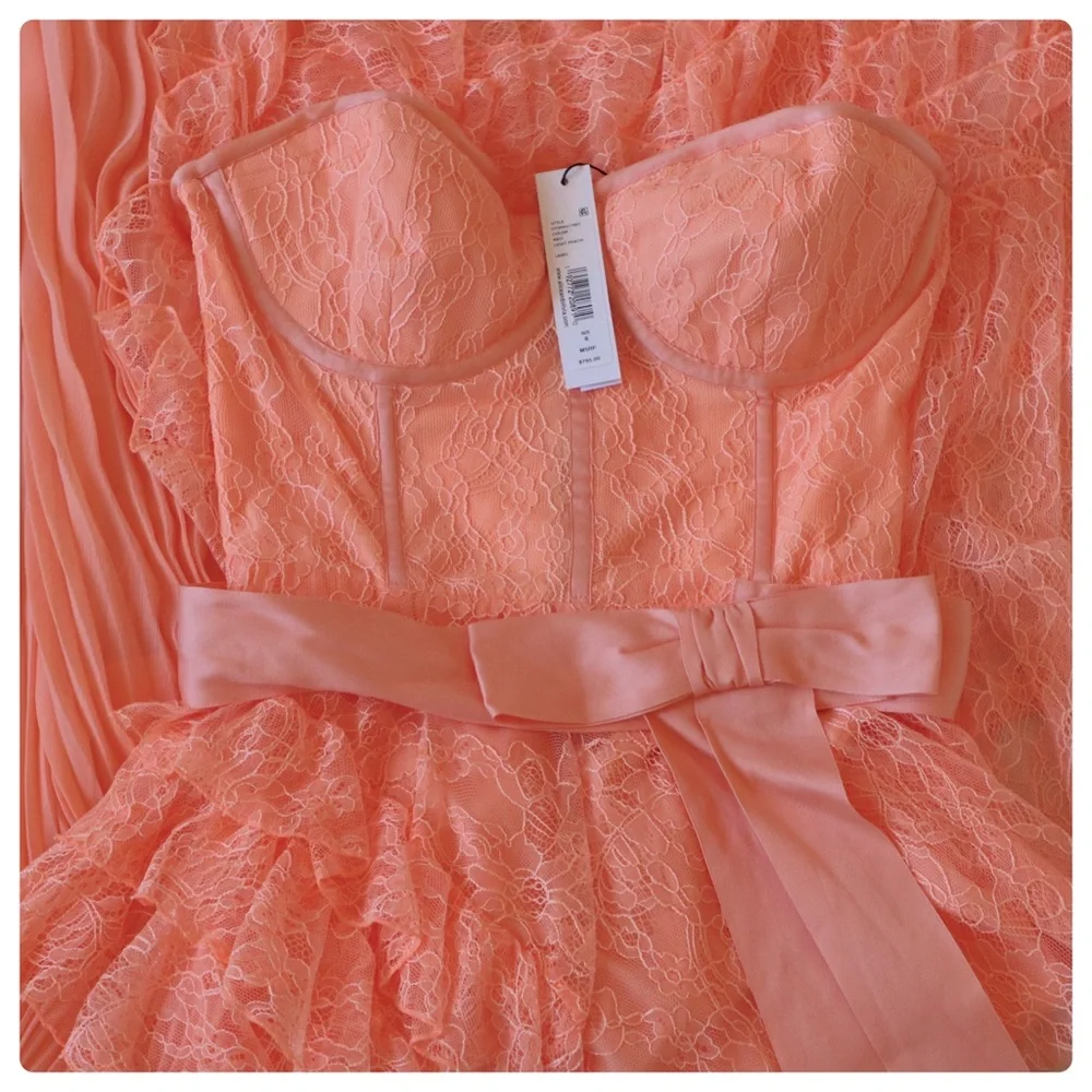 ALICE AND OLIVIA Bree Ruffle Pleated Midi Dress - Picture 9 of 13